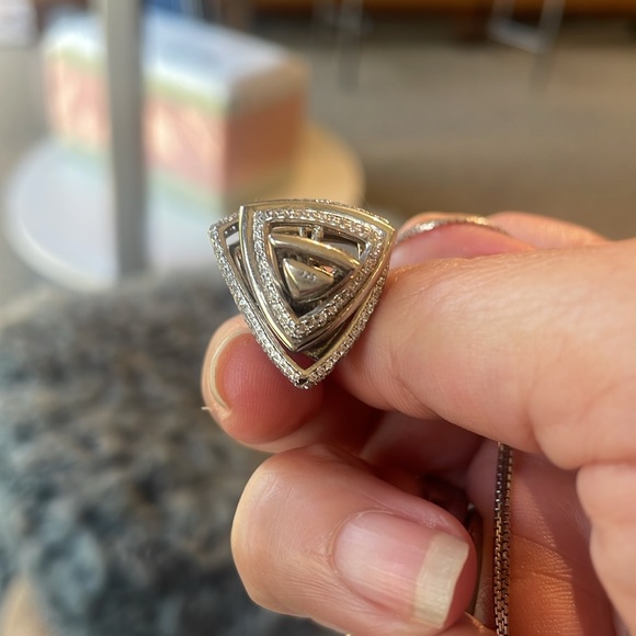 Custom Italian 3D rotating pendant /necklaces 2 carat diamonds in silver setting - Picture 7 of 9